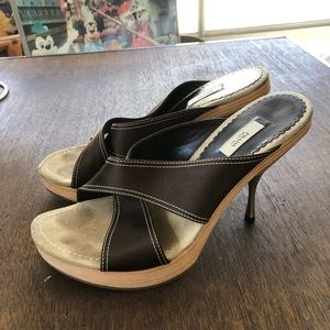 Prada Leather and Wood Metal Heel
